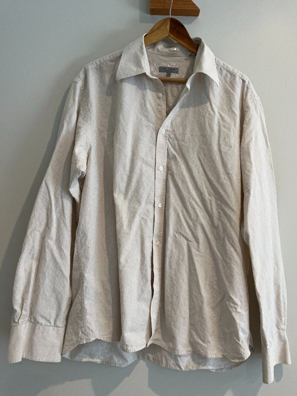 Ted Baker London 100% Cotton Button Down Beige Women's Shirt Size 14 -Ted Size 6